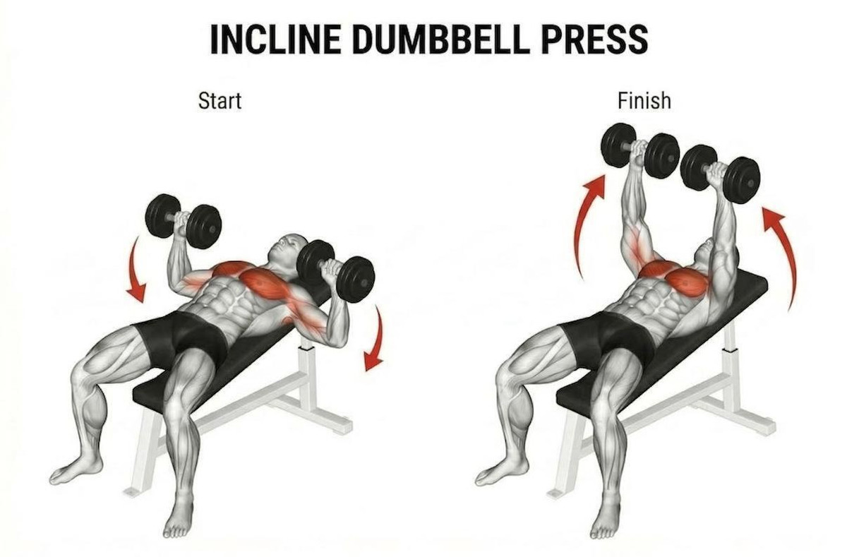 Incline Dumbbell Press Incline Dumbbell Press Exercise Demonstration