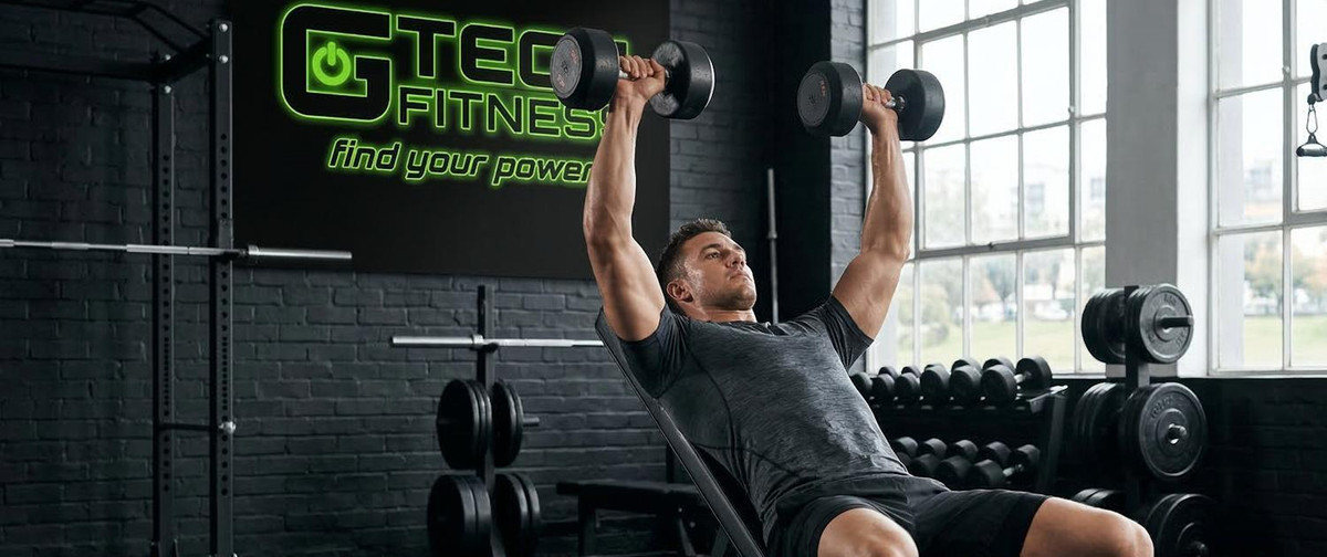 Man Working Out Chest with Dumbbells in Commercial Gym