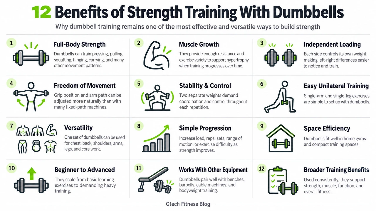 12 Benefits of Strength Training With Dumbbells 12 Benefits of Strength Training With Dumbbells Infographic