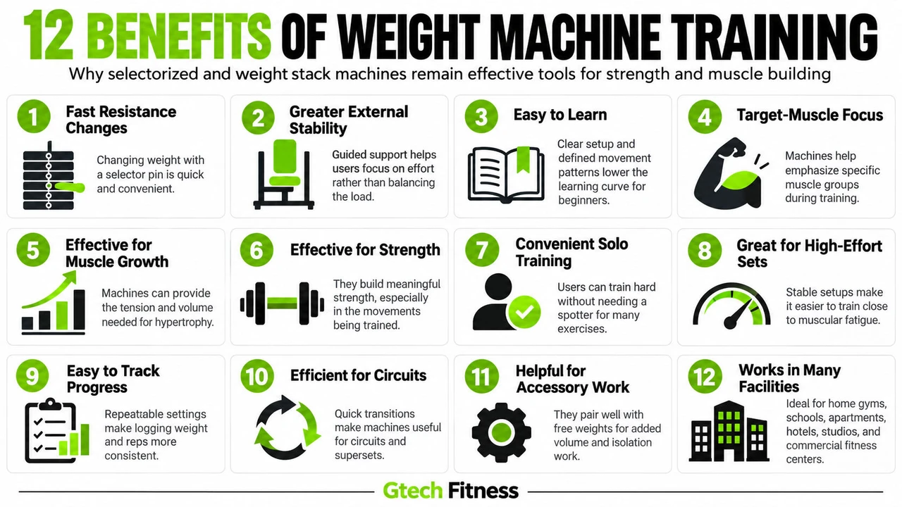 12 Benefits of Weight Machine Training 12 Benefits of Weight Machine Training Infographic