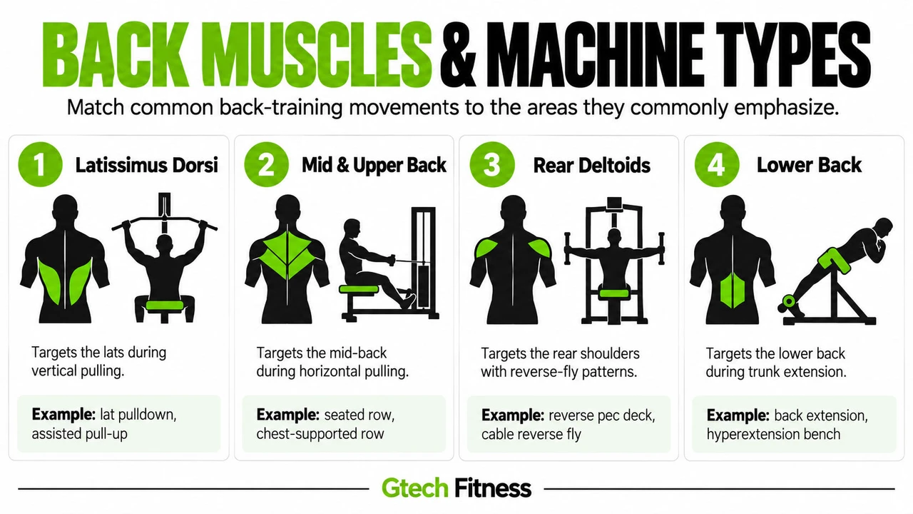 Back Muscles and Machine Types Back Muscles and Machine Types Infographic
