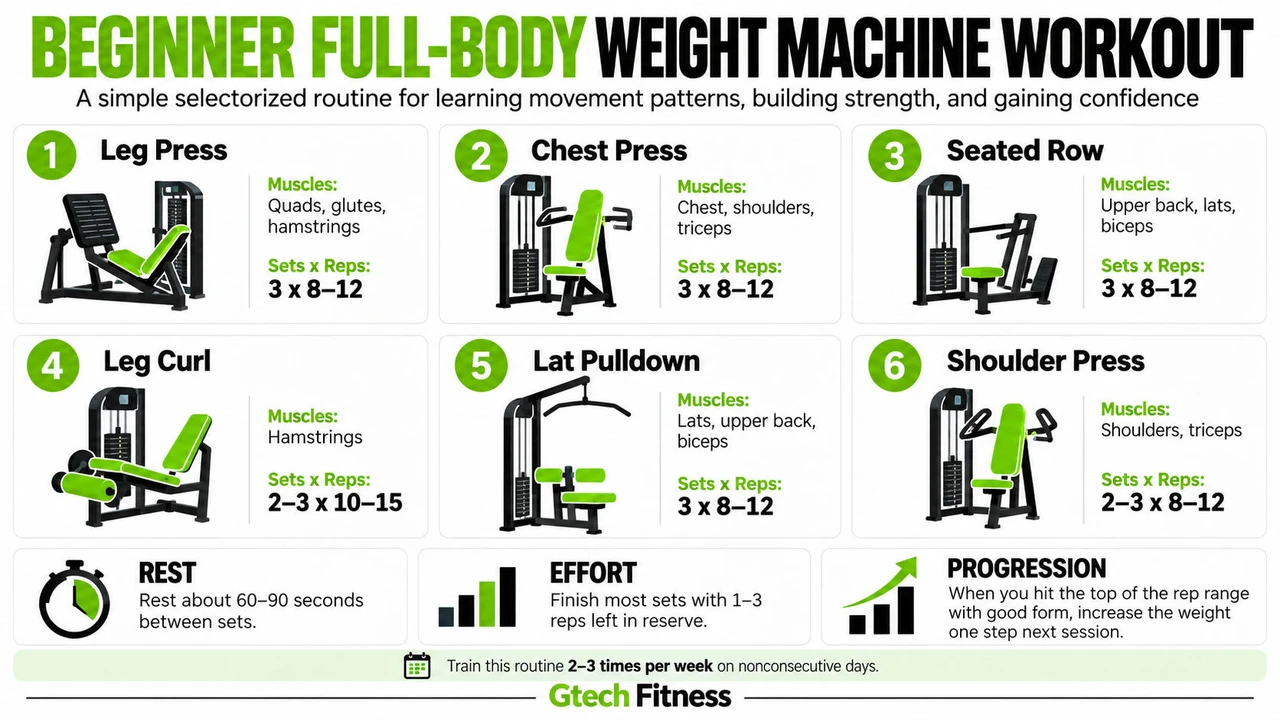 Beginner Full-Body Weight Machine Workout Beginner Full-Body Weight Machine Workout Infographic