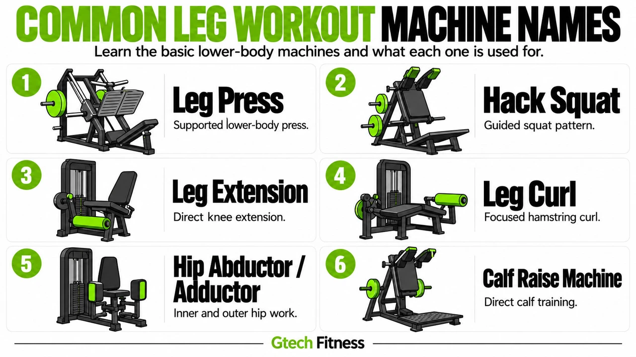 Common Leg Workout Machine Names Infographic