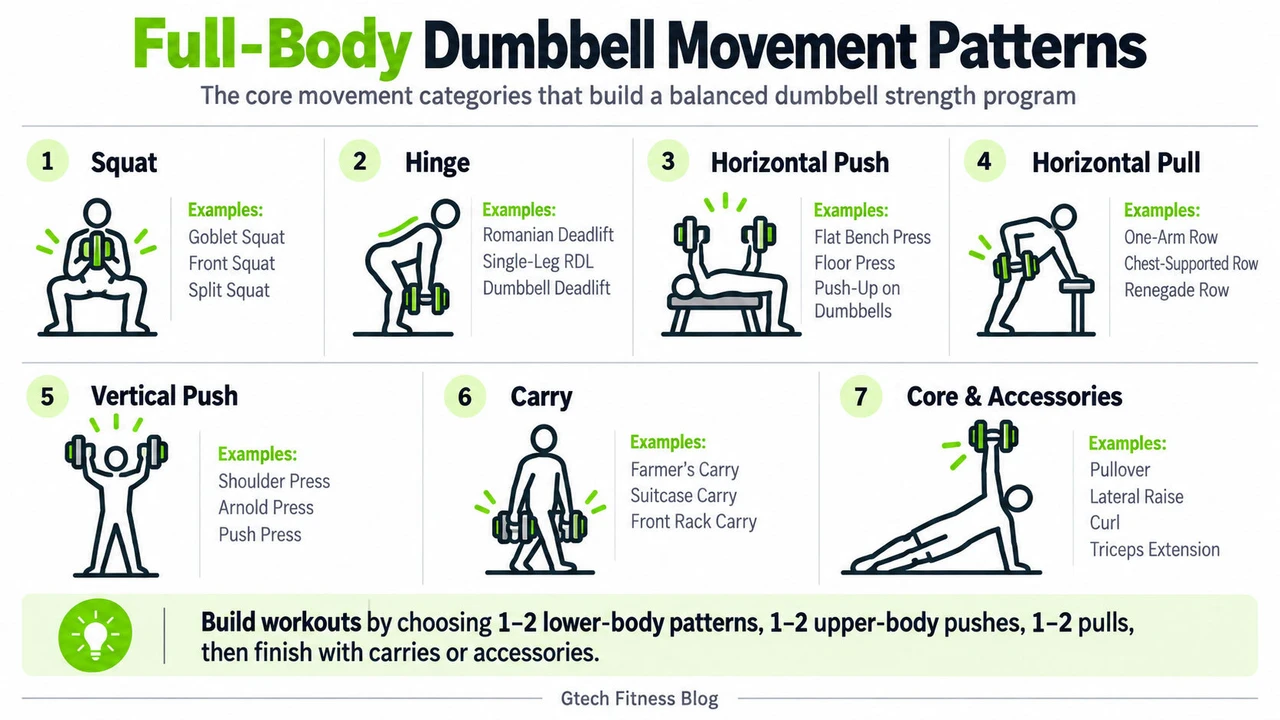 Full-Body Dumbbell Movement Patterns Full-Body Dumbbell Movement Patterns Infographic