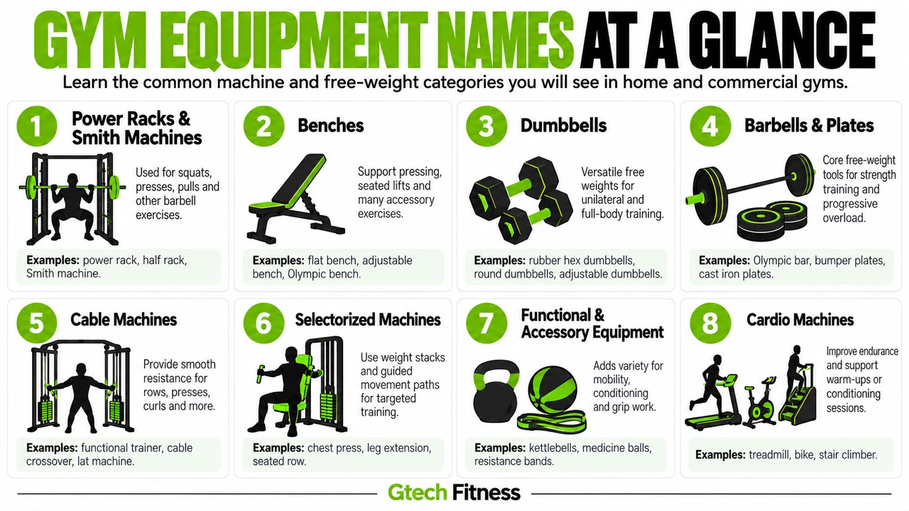 Gym Equipment Names at a Glance Gym Equipment Names at a Glance: Common Types and Uses