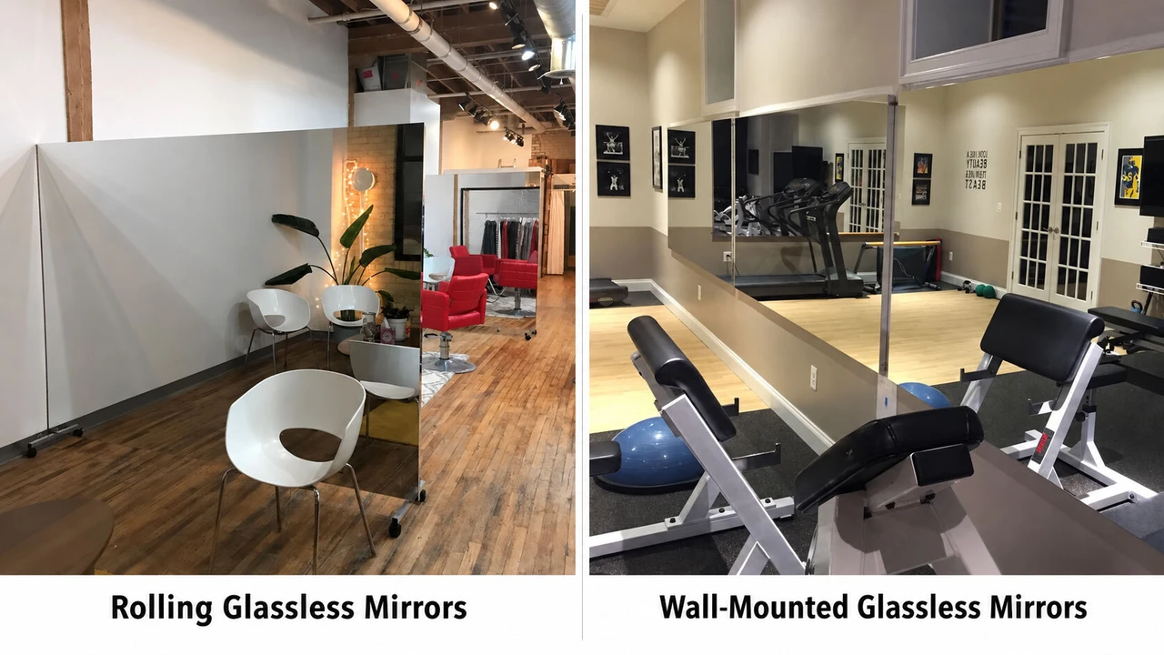 Rolling and Wall-Mounted Glassless Mirrors in Customer Installations