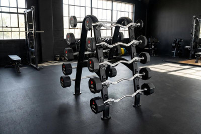 Gym Fixed Barbells in Commercial Fitness Center