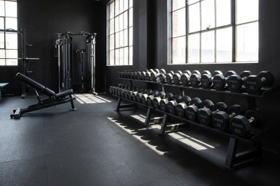 Commercial Urethane Dumbbells in Gym