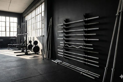 Gym Weight Bars in Commercial Fitness Center
