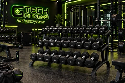 Commercial Dumbbell Storage Rack in a Fitness Gym