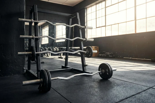 EZ Curling Bars for Arm Training in a Commercial Gym