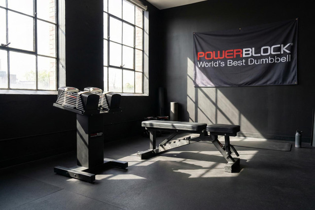 PowerBlock Fitness Equipment in Home Gym