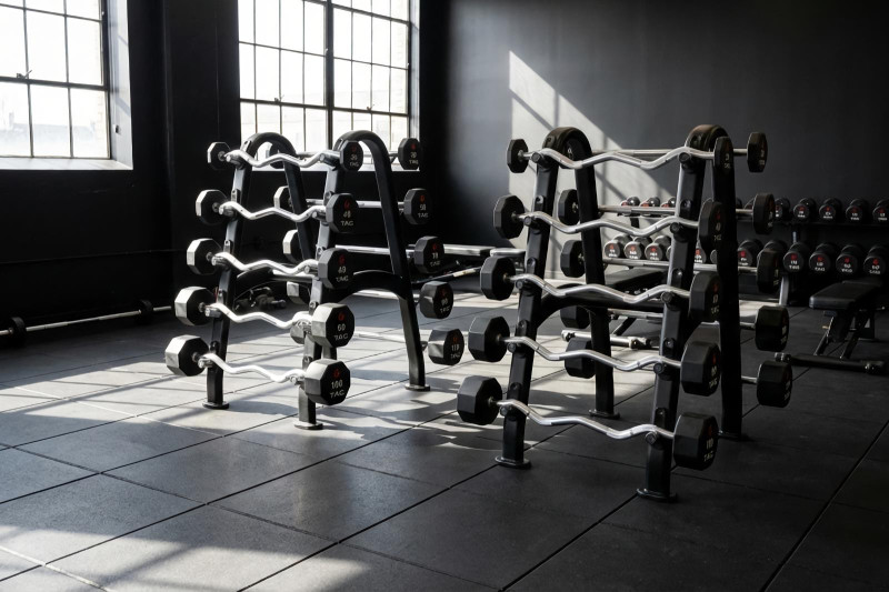 Fixed Barbell Racks in a Commercial Gym