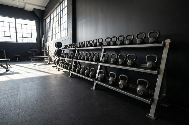 Gym Kettlebell Racks in Commercial Fitness Center