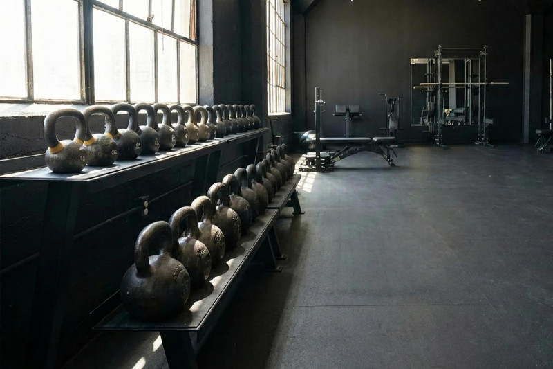 Gym Kettlebells in Commercial Fitness Center
