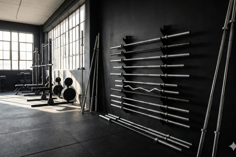 Gym Weight Bars in Commercial Fitness Center
