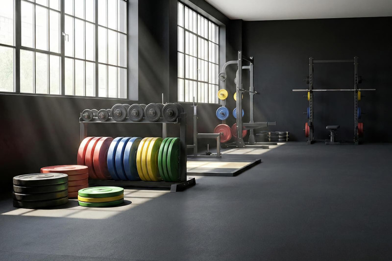 Gym Weight Plates in Commercial Fitness Center