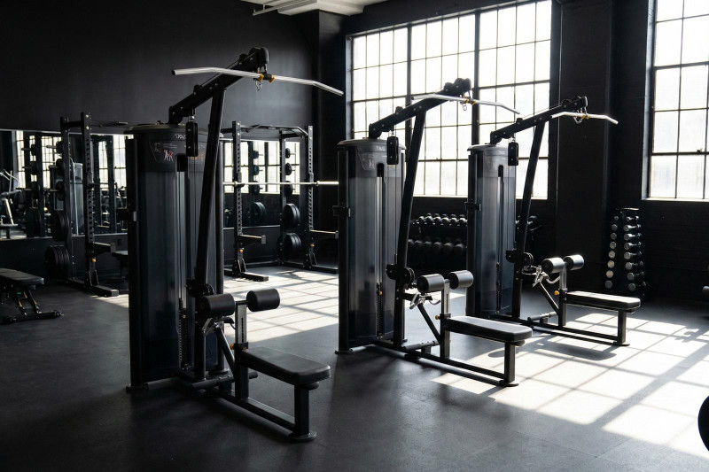 Commercial Lat Pulldown and Seated Row Machines in Gym