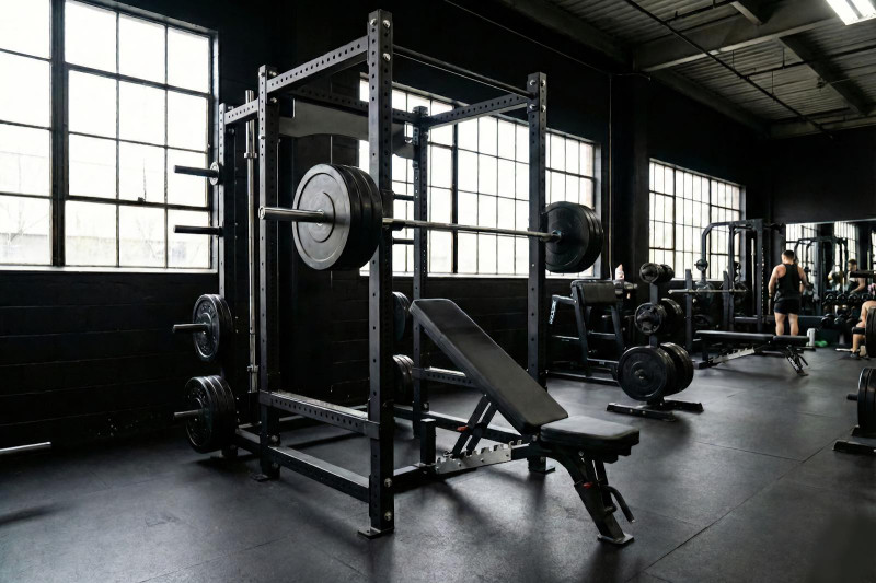 Weight Bench and Workout Rack in Commercial Gym